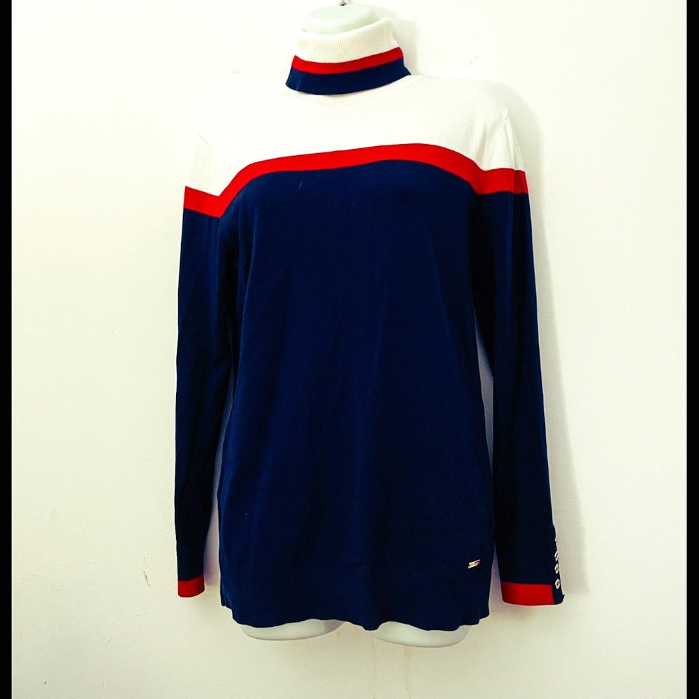Tommy Hilfiger Cotton Button-Trim Turtleneck Sweater NWOT